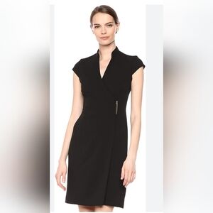 CALVIN KLEIN Elegant Black Asymmetrical Midi Dress